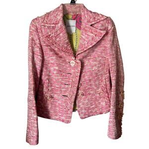Walter Women’s Pink Dot Textured Button Up Blazer – Size 2